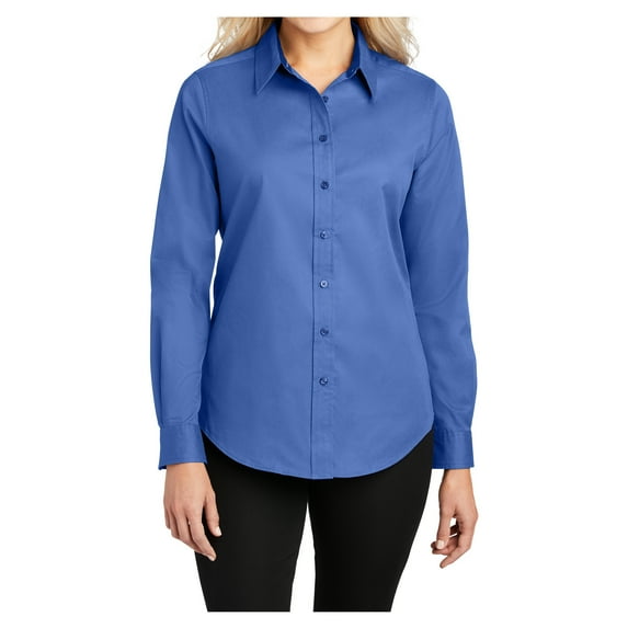 Womens Long Sleeve Easy Care Cotton/Polyester Shirt Ultramarine Blue M