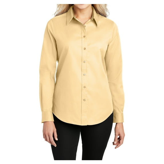 Womens Long Sleeve Easy Care Cotton/Polyester Shirt Yellow 5XL