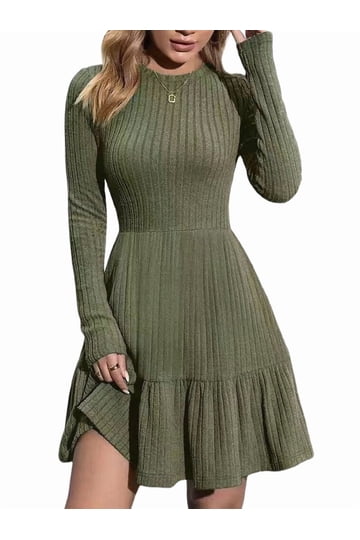 emerald green dress shirt men's NALA MIDI KNIT DRESS (DARK GREEN/AUTUMN) | Love Cherish main image 1