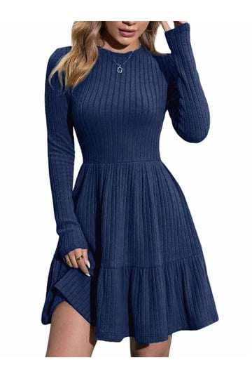 blue lace knee length dress High-neck Lace Knee-length Short sleeves paillette Mermaid mother's dress main image 0