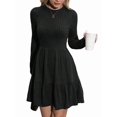 thumbnail image 1 of Womens Long Sleeve Fall Dresses with Flowy Casual Ribbed Knit Crew Neck Knee Length Sweater Dress, 1 of 9