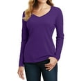 thumbnail image 1 of Womens Long Sleeve Fan Favorite Cotton/Polyester V-Neck Tee Team Purple 2X-Large, 1 of 5