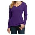 thumbnail image 1 of Womens Long Sleeve Fan Favorite Cotton/Polyester V-Neck Tee Team Purple Small, 1 of 7