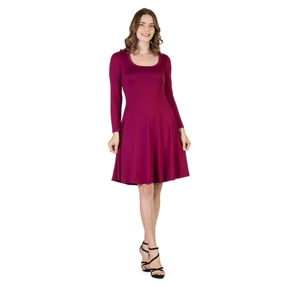 Womens Long Sleeve Flared Dress