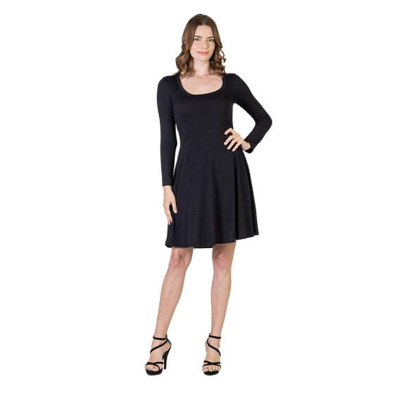 Womens Long Sleeve Flared Dress