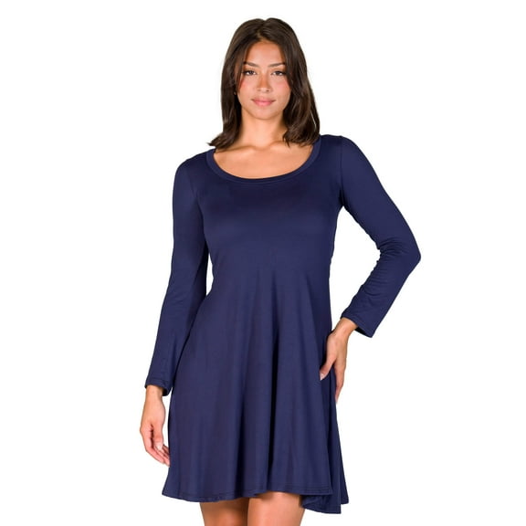 Womens Long Sleeve Flared Dress