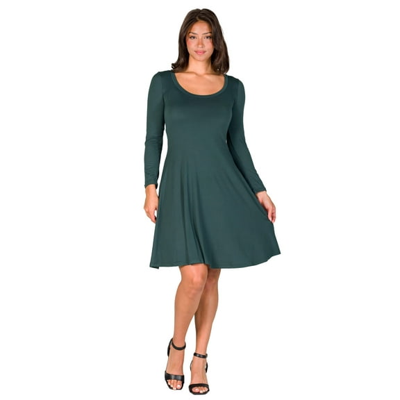 Womens Long Sleeve Flared Dress