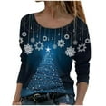 thumbnail image 1 of Womens Long Sleeve Floral Shirts Solid Christmas Tree Print Tunic Tops, 1 of 6