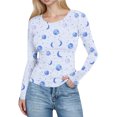 thumbnail image 1 of Womens Long Sleeve Graphic T Shirts Printed Oversized Crop Tops for Women Flowy Outfits, 1 of 5