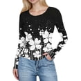 thumbnail image 1 of Womens Long Sleeve Graphic T Shirts Printed Oversized Crop Tops for Women Flowy Outfits, 1 of 5