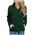 thumbnail image 1 of Womens Long Sleeve Half Zipper Tops Quarter Zip Sweatshirt Women Casual Loose Solid Color Pullover Shirt with Pockets (Green M), 1 of 5