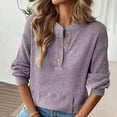 thumbnail image 1 of Womens Long Sleeve Henley Shirt 3 Button V Neck Ribbed Spring Blouses Business Casual Tops with Kangaroo Pocket, 1 of 8