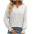 thumbnail image 1 of Womens Long Sleeve Henley V-Neck Tunic Shirt Elegant Lightweight Pullover Office Work Tops for Women's Plain Loose Fit Longine Shirts, 1 of 1