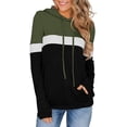 thumbnail image 1 of Womens Long Sleeve Hoodie Sweatshirt Contrast Hooded Drawstring Color Block Top, 1 of 5