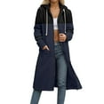 thumbnail image 1 of Womens Long Sleeve Hoodies Crew Neck Color Block Jackets Casual Loose Hooded Sweatshirts Fall Clothes with Zipper, 1 of 5