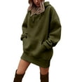 thumbnail image 1 of Womens Long Sleeve Hoodies Solid Color Hooded Sweatshirts Fall Fashion Pullover Tops Trendy Winter Outfits, 1 of 5
