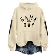 SBCKJ Womens Long Sleeve Hoodies Sweatshirts Winter Fall Sweater d Loose Fitting Gameday Printed With Pockets Shirts Tops