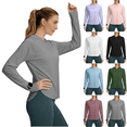 thumbnail image 1 of Womens Long Sleeve Hoodies UPF 50+ Sun Protection Lightweight Quick Dry Hiking Running Rash Guard Pullover Tops S-2XL, 1 of 7