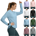 thumbnail image 1 of Womens Long Sleeve Hoodies UPF 50+ Sun Protection Lightweight Quick Dry Hiking Running Rash Guard Pullover Tops S-2XL, 1 of 7