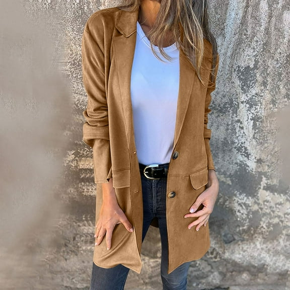 Womens Long Sleeve Hoodless Casual Outwear Jackets Winter Warm Casual Coat Jacket Hoodless Casual Coat Jacket Brown S