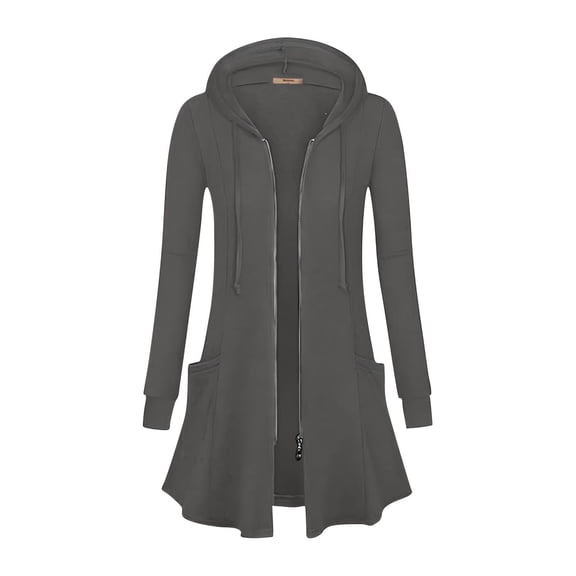 Womens Long Sleeve Jacket, Solid Color Versatile Outerwear with Functional Pockets, Chic Cover-Up for Work, Casual Dates and Transitional WeatherDark GrayXL