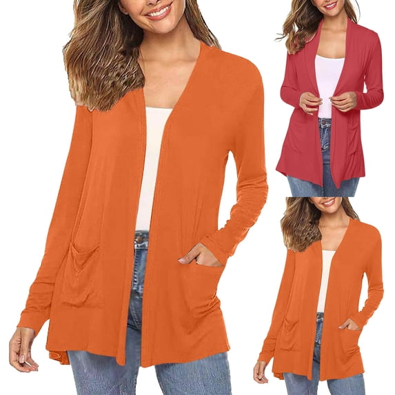 Womens Long Sleeve Knit Cardigan Sweaters Thin Cardigan for Women, Open Front Cardigan for Women, Long Cardigan Sweaters for Women, Fall Outfits for Women Multicolor M