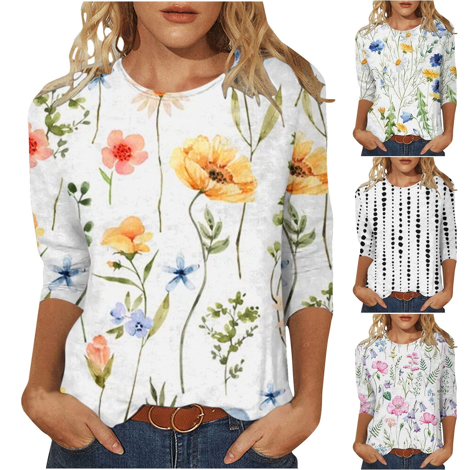 Striped Round Neck Long Sleeve Buttoned Knit Top main image 0