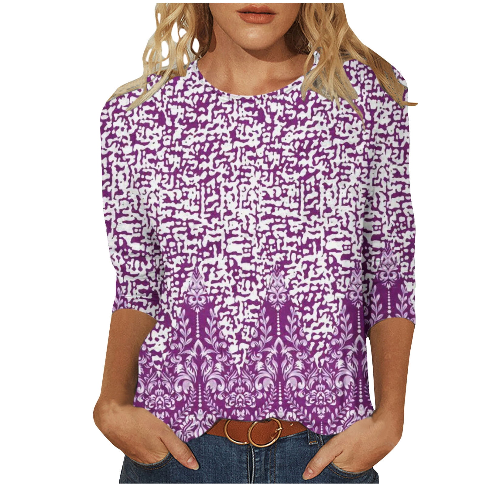 Lyocell Blend Stripe Round Neck Women Knit Top