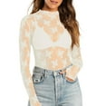 thumbnail image 1 of Womens Long Sleeve Lace T Shirts Basic Casual Fitted Top Fall Fashion Tees, 1 of 4