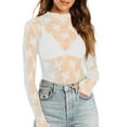 thumbnail image 1 of Womens Long Sleeve Lace T Shirts Basic Casual Fitted Top Fall Fashion Tees, 1 of 4