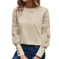 thumbnail image 1 of Womens Long Sleeve Lace T Shirts Crewneck 2026 Fashion Tops Casual Y2K Spring Tees, 1 of 7