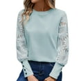 thumbnail image 1 of Womens Long Sleeve Lace T Shirts Crewneck 2026 Fashion Tops Casual Y2K Spring Tees, 1 of 7