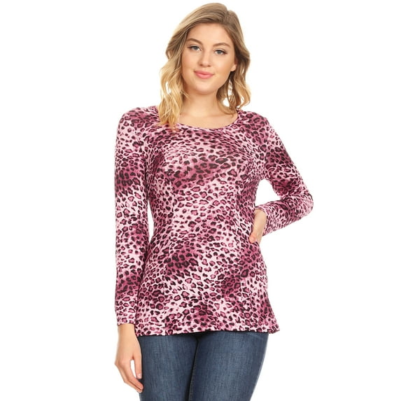 Womens Long Sleeve Leopard Cheetah Animal Print Pattern T Shirt Blouse