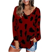 Womens Long Sleeve Leopard Print Sweatshirt Raglan Bride Sweatshirts for Women Loose Soft Pullover Tops Shirts