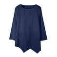 thumbnail image 1 of Womens Long Sleeve Linen Tunic Tops Crewneck Loose Fit Casual Fall T Shirts Blouses Solid Color Irregular Shirts Tops, 1 of 7