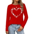 thumbnail image 1 of Womens Long Sleeve Love Heart T-Shirts Valentina's Day Shirts Graphic Tee Tops Tops, 1 of 1