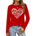 thumbnail image 1 of Womens Long Sleeve Love Heart T-Shirts Valentina's Day Shirts Graphic Tee Tops Tops, 1 of 1