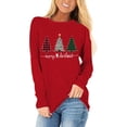 thumbnail image 1 of Womens Long Sleeve Merry Christmas T-Shirts Christmas Tree Bright Graphic Tee Tops Tops, 1 of 1