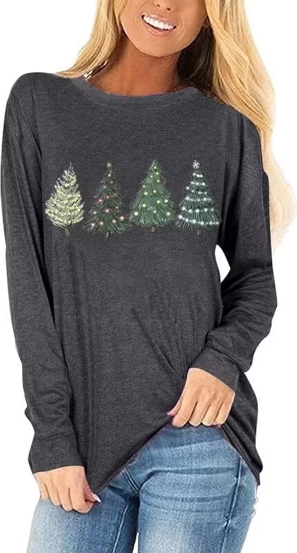 Christmas Tree Graphic Long Sleeve T-Shirt