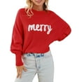 thumbnail image 1 of Womens Long Sleeve Merry Sweaters Christmas Batwing Sleeve Loose Fit Sweaters, 1 of 1