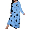 thumbnail image 1 of Womens Long Sleeve Nightgown Casual Crewneck Heart Sleep Tshirts Dress Sleepwear Soft Pullover Nightdress Light Blue, M, 1 of 3