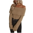 thumbnail image 1 of Womens Long Sleeve Off The Shoulder Lapel Sweater Casual Solid Color Fall Winter Sweaters Tops, 1 of 3
