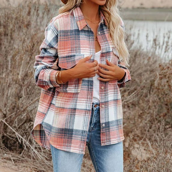 Womens Long Sleeve Open Front Loose Outerwear Print Blouse Coat Tops Pockets