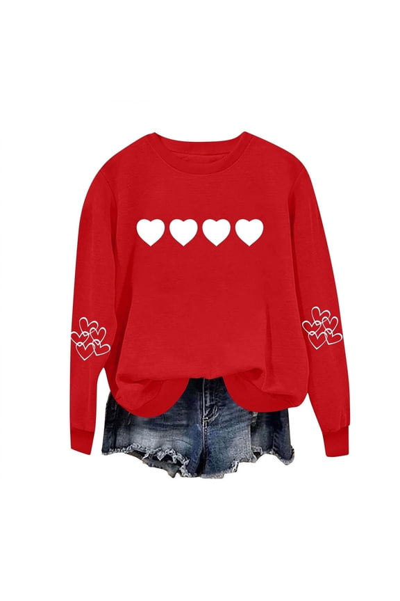 Womens Long Sleeve Oversized Blouse, Cute Love Heart Couple Tunic Top Valentines Heart Shirt Valentine EKG Heart Print Long Sleeve Shirt Daily Wear Heart Printed Shirt, Gray XL