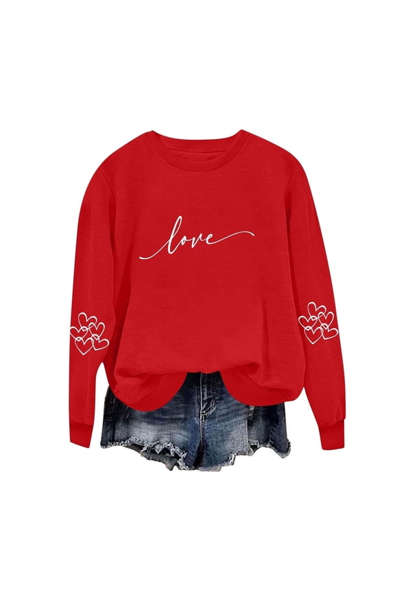 Womens Long Sleeve Oversized Blouse, Valentines Heart Shirt Soft Valentines EKG Heart Print Shirt Valentine's Cute Love Heart Tunic Top Daily Wear Heart Printed Shirt, Black M