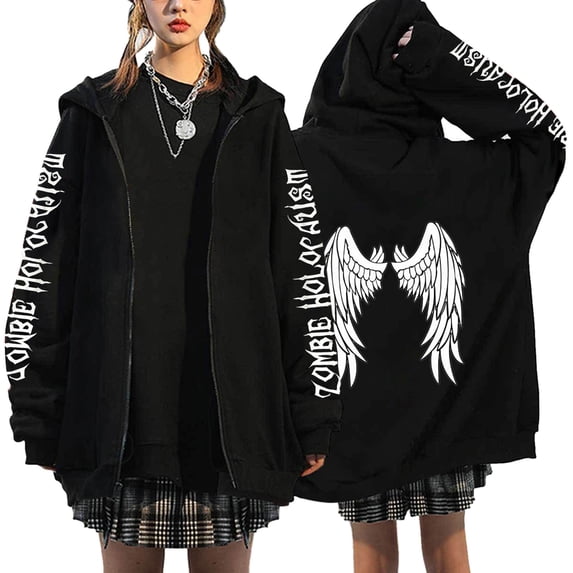 Womens Long Sleeve Oversized Hoodies Loose Spring Crewneck Fashion Sweatshirts Punk Gothic Graphic Print Fall Y2K Top
