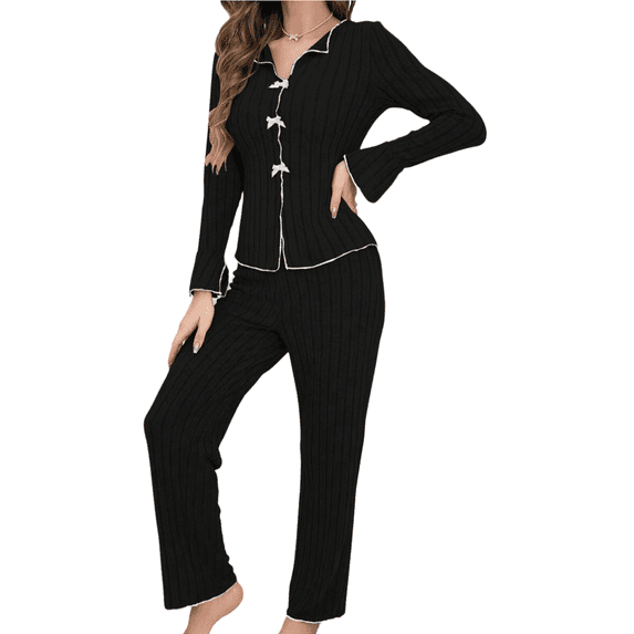 Womens Long Sleeve Pajama Sets Lounge Set Cute Casual 2 Piece Pjs Outfit Fall Sleepwear Nightwear