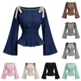 thumbnail image 1 of Womens Long Sleeve Pirate Shirt Top with Bow Pirate Outfit Halloween Cosplay Halloween for Adults, Size XL, 1 of 3