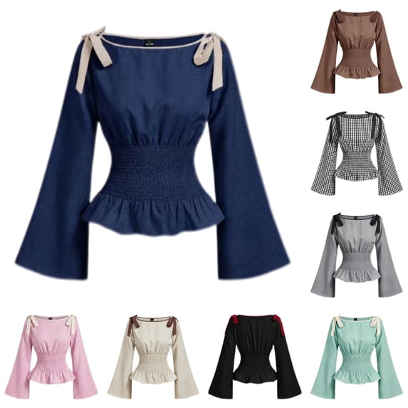 Womens Long Sleeve Pirate Shirt Top with Bow Pirate Outfit Halloween Cosplay Halloween for Adults, Size XL