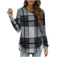 thumbnail image 1 of Womens Long Sleeve Plaid Shirts Fall Fashion Tunic Tops Outfits Dressy Casual Loose Blouses, 1 of 5